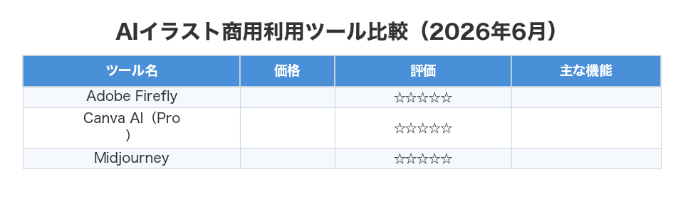 AIイラスト商用利用ツール比較(2026年6月)