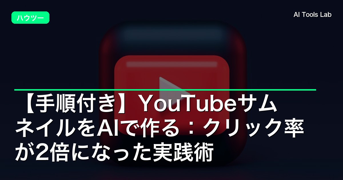 【手順付き】YouTubeサムネイルをAIで作る:クリック率が2倍になった実践術